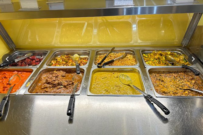 The daily lunch buffet line at Shehnai Restaurant, Hamilton